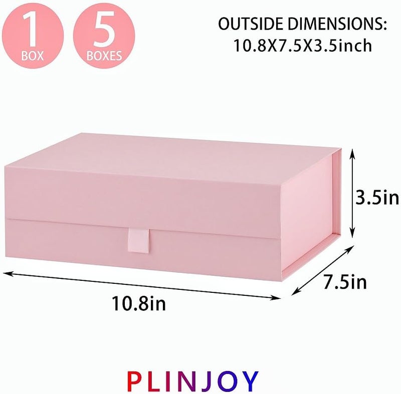 PLINJOY 5 Pcs Pink Gift Box for Presents 10.8x7.5x3.5 Inches Magnetic Gift Boxes with Lid Luxury Gift Box for Rectangle Collapsible for Bridesmaid, Wedding, Birthday Gift Packging - Image 4